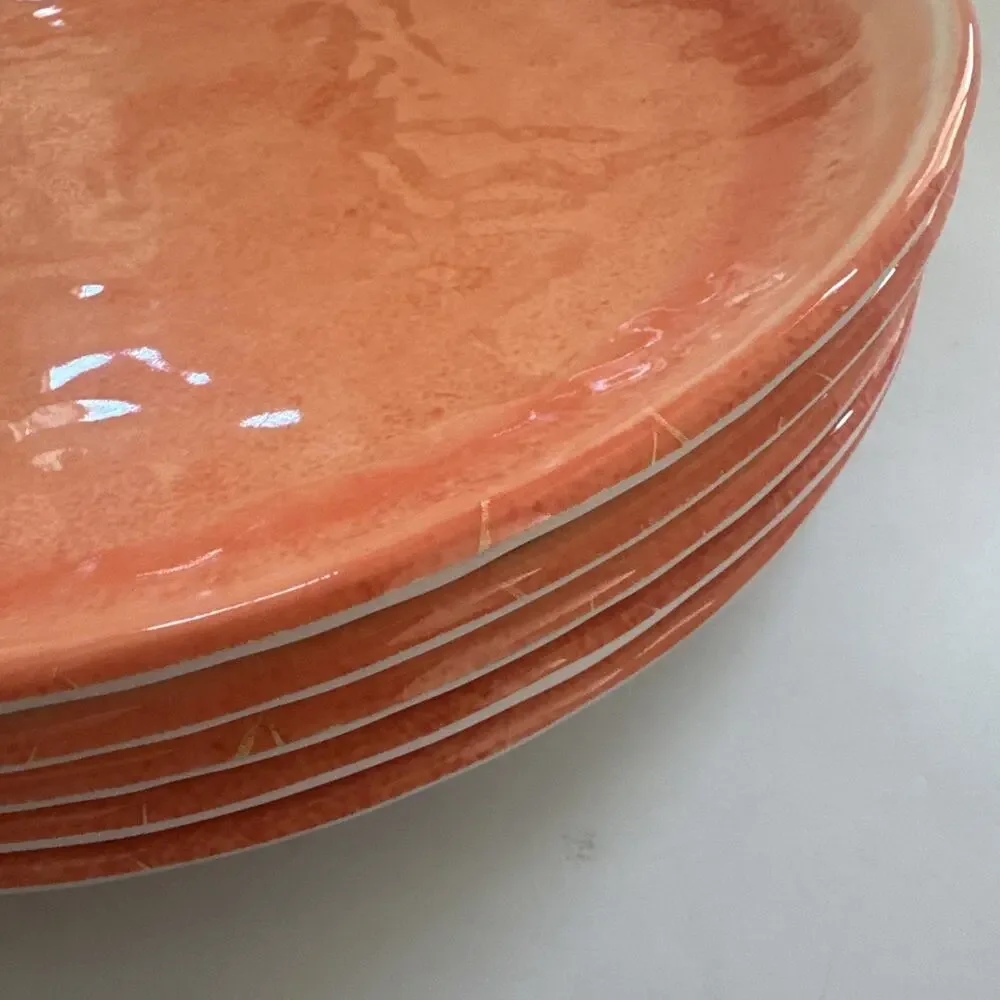 5 Sur La‎ Table Melamine Salad Dessert Plates CORAL Pink Summer Beachy
